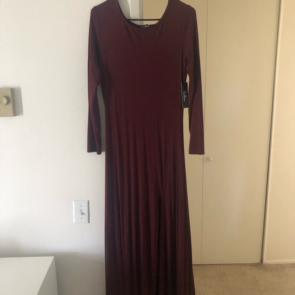 Swept Away Burgundy Long Dress! - Picture 2 of 4